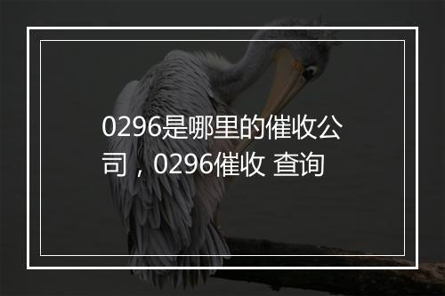 0296是哪里的催收公司，0296催收 查询