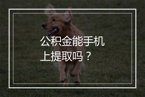 公积金能手机上提取吗？