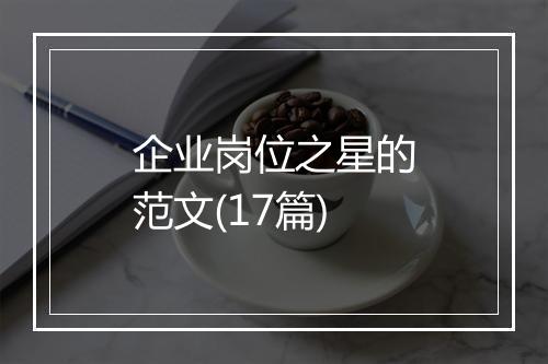 企业岗位之星的范文(17篇)