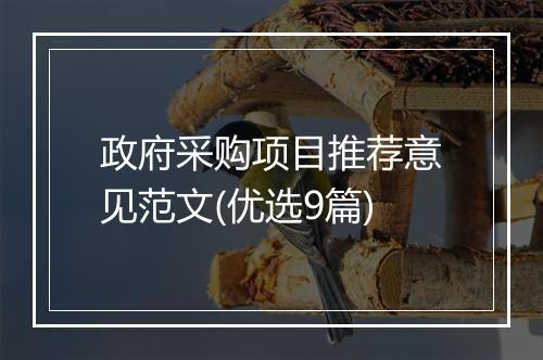 政府采购项目推荐意见范文(优选9篇)