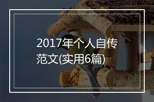 2017年个人自传范文(实用6篇)