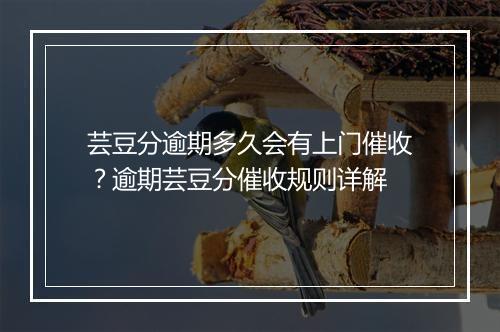 芸豆分逾期多久会有上门催收？逾期芸豆分催收规则详解