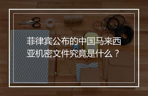 菲律宾公布的中国马来西亚机密文件究竟是什么？