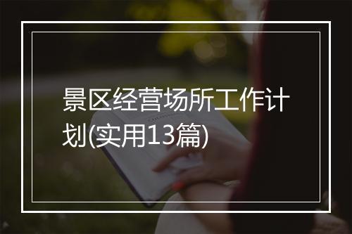 景区经营场所工作计划(实用13篇)