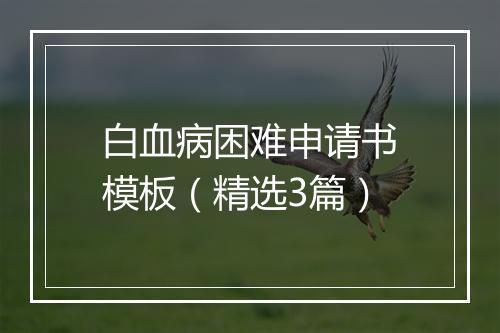 白血病困难申请书模板（精选3篇）