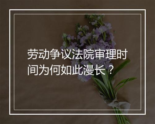 劳动争议法院审理时间为何如此漫长？