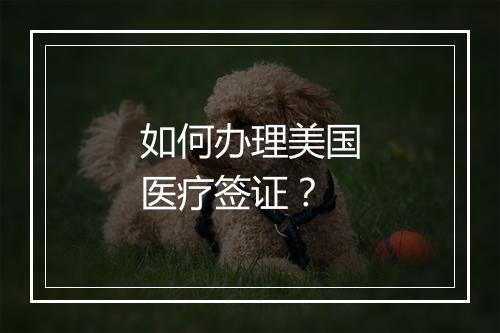 如何办理美国医疗签证？