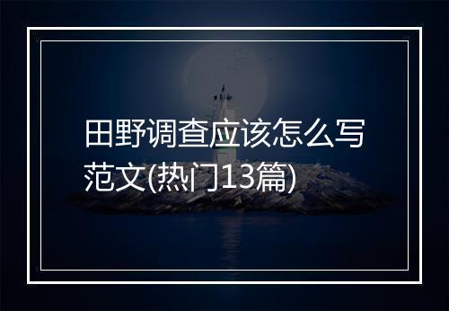田野调查应该怎么写范文(热门13篇)