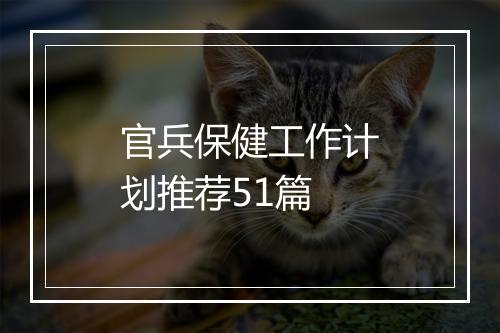 官兵保健工作计划推荐51篇
