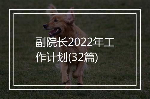 副院长2022年工作计划(32篇)
