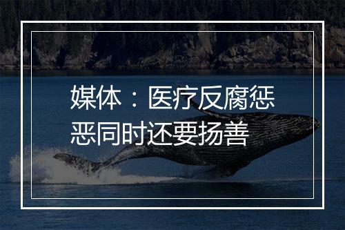 媒体：医疗反腐惩恶同时还要扬善