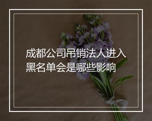 成都公司吊销法人进入黑名单会是哪些影响