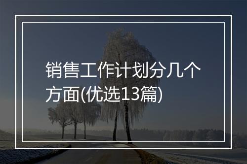 销售工作计划分几个方面(优选13篇)