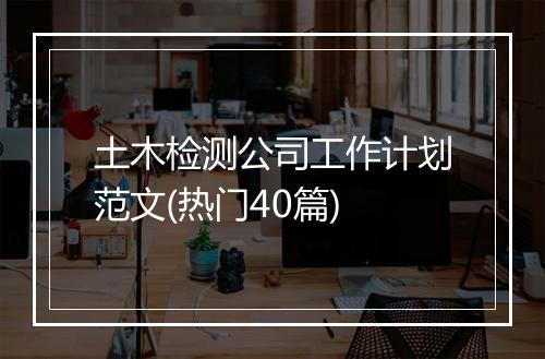土木检测公司工作计划范文(热门40篇)