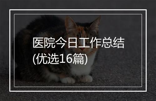 医院今日工作总结(优选16篇)