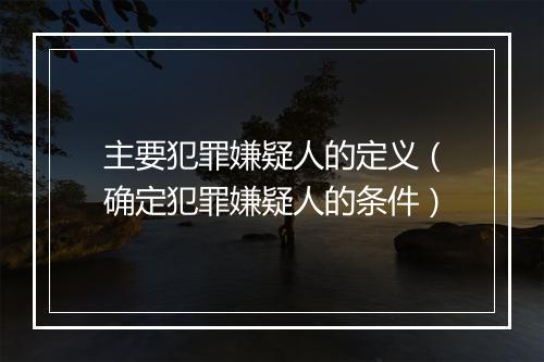 主要犯罪嫌疑人的定义（确定犯罪嫌疑人的条件）