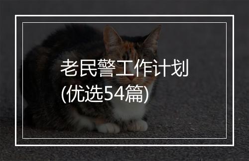老民警工作计划(优选54篇)