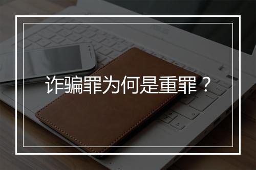 诈骗罪为何是重罪？