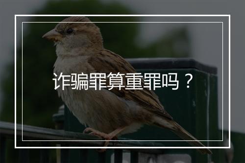 诈骗罪算重罪吗？