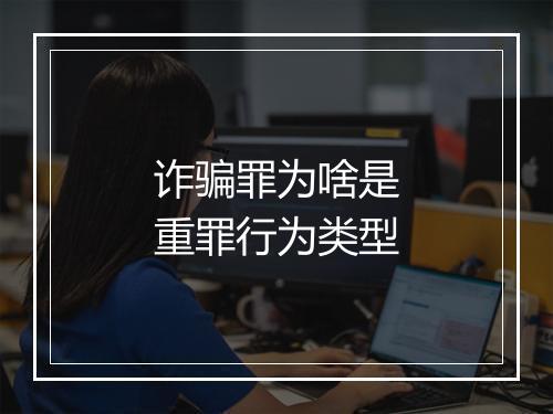 诈骗罪为啥是重罪行为类型
