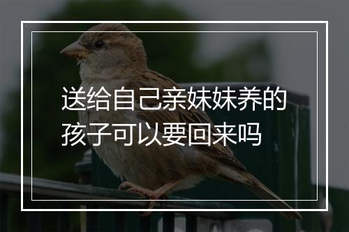 送给自己亲妹妹养的孩子可以要回来吗