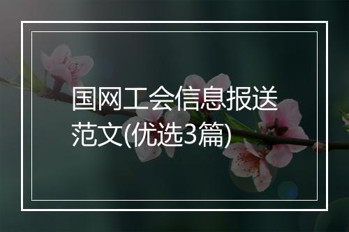 国网工会信息报送范文(优选3篇)