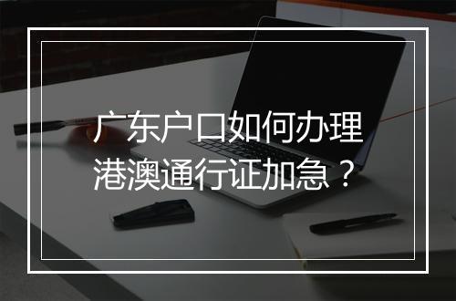 广东户口如何办理港澳通行证加急？