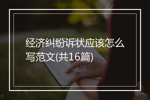 经济纠纷诉状应该怎么写范文(共16篇)
