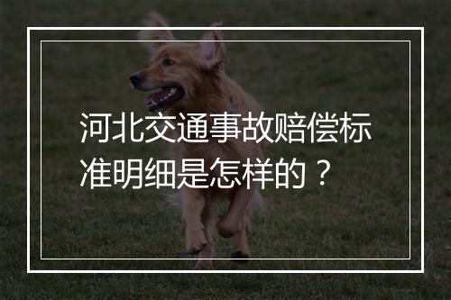 河北交通事故赔偿标准明细是怎样的？
