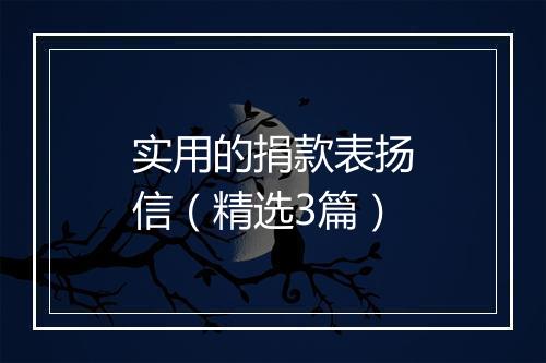 实用的捐款表扬信（精选3篇）