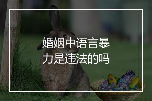 婚姻中语言暴力是违法的吗