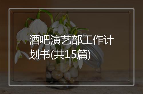酒吧演艺部工作计划书(共15篇)