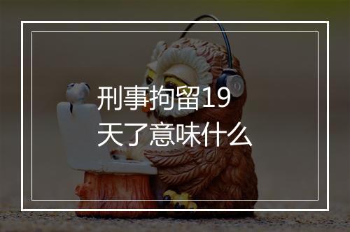 刑事拘留19天了意味什么