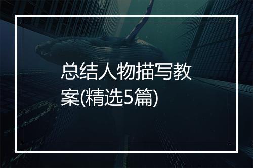 总结人物描写教案(精选5篇)