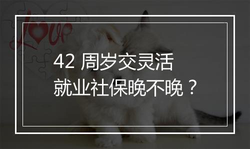 42 周岁交灵活就业社保晚不晚？