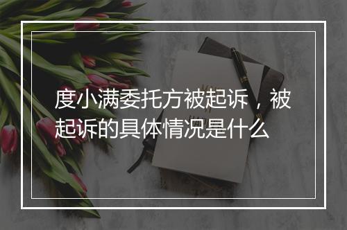 度小满委托方被起诉，被起诉的具体情况是什么