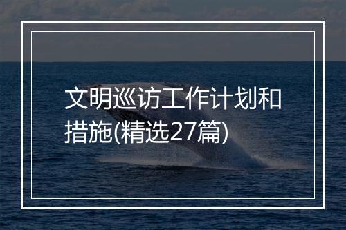 文明巡访工作计划和措施(精选27篇)