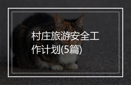 村庄旅游安全工作计划(5篇)