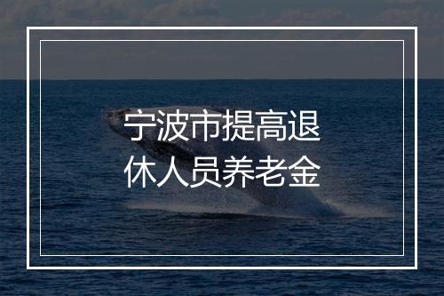 宁波市提高退休人员养老金