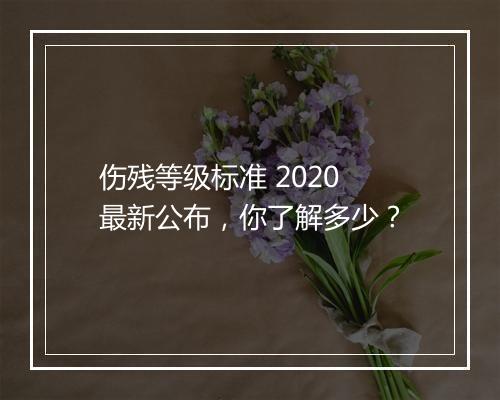 伤残等级标准 2020 最新公布，你了解多少？