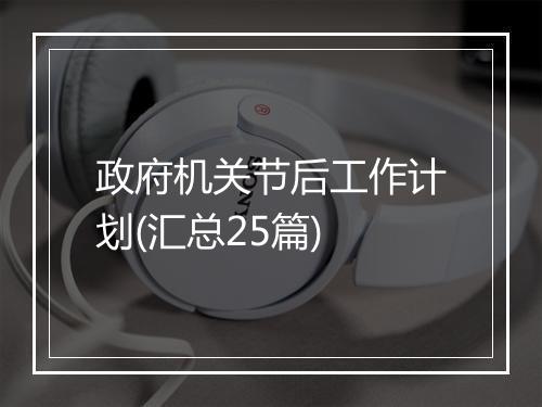 政府机关节后工作计划(汇总25篇)