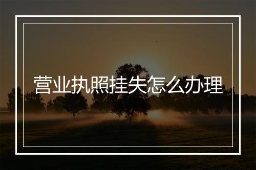营业执照挂失怎么办理