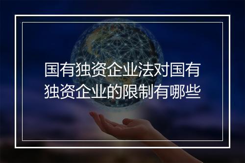 国有独资企业法对国有独资企业的限制有哪些