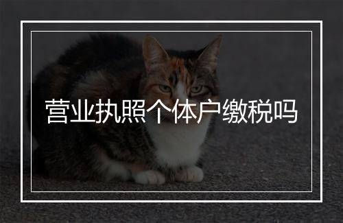 营业执照个体户缴税吗