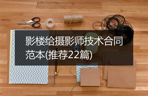 影楼给摄影师技术合同范本(推荐22篇)