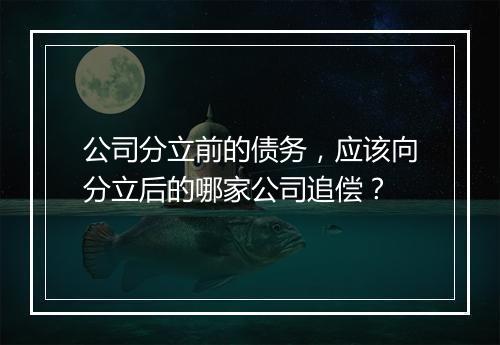 公司分立前的债务，应该向分立后的哪家公司追偿？
