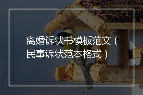 离婚诉状书模板范文（民事诉状范本格式）