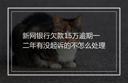新网银行欠款15万逾期一二年有没起诉的不怎么处理