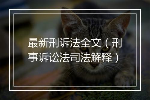 最新刑诉法全文（刑事诉讼法司法解释）
