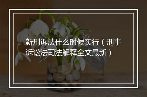 新刑诉法什么时候实行（刑事诉讼法司法解释全文最新）
